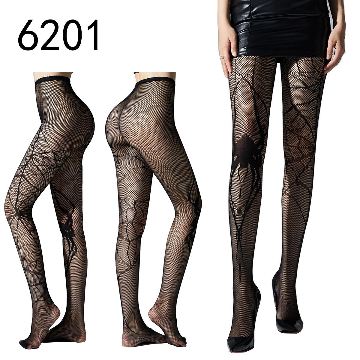 Чулки с пауками Темный гот-панк стиль Жаккардовая паутина Паук Женские чулки-паутина Большая паучиха White card + opp bag (simple packaging)