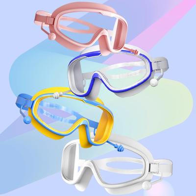Swimming Goggles Large Frame Earplugs Waterproof Anti-Fog HD Transparent Baby Glasses UV Protection Safe Swimming Goggles