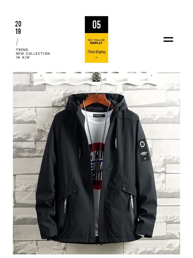 Men's 2022 Korean Style Casual Hooded Jacket - Spring/Autumn Youth Plus Size Trend