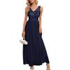   European and American plus size evening dress, deep V sequined A-shaped long mesh yarn annual bridesmaid dance evening dress