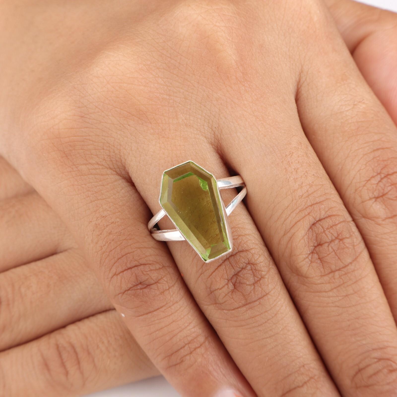 

Peridot Gemstone 925 Sterling Silver Jewelry Handmade Ring For Mother s Day Gift RR-47-2 13