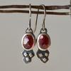 Elegant Ruby Cross-border Chinese Ethnic Light Luxury Earrings with Ear Hooks