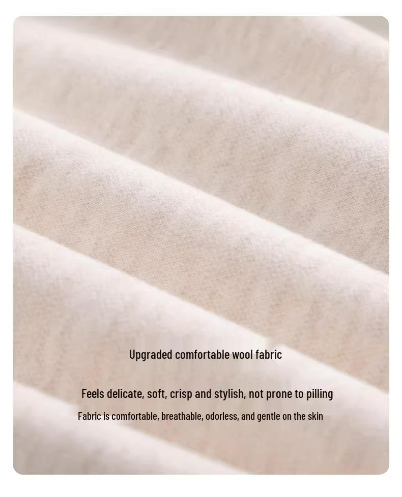 Beige Woolen Micro-Flare Pants for Women - Autumn/Winter 2024 Collection, Slimming Thick Cashmere for Petite Sizes.