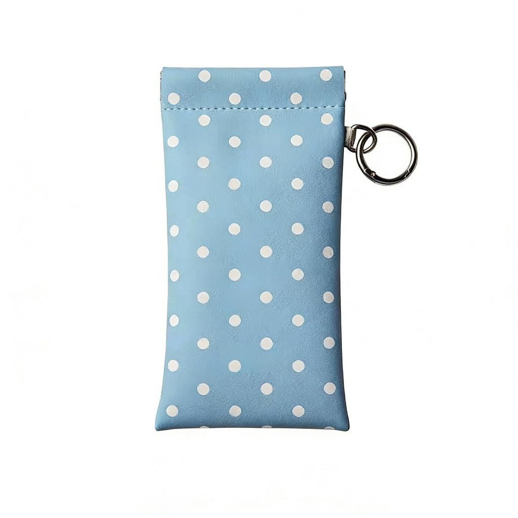 1pc Polka Dot Eyeglass Pouch with Keychain Portable Scratch-Resistant Soft Glasses Case Storage Bag for Women Daily Use Travel