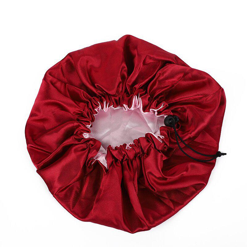 European & American Double-Layer Satin Adjustable Sleeping Cap