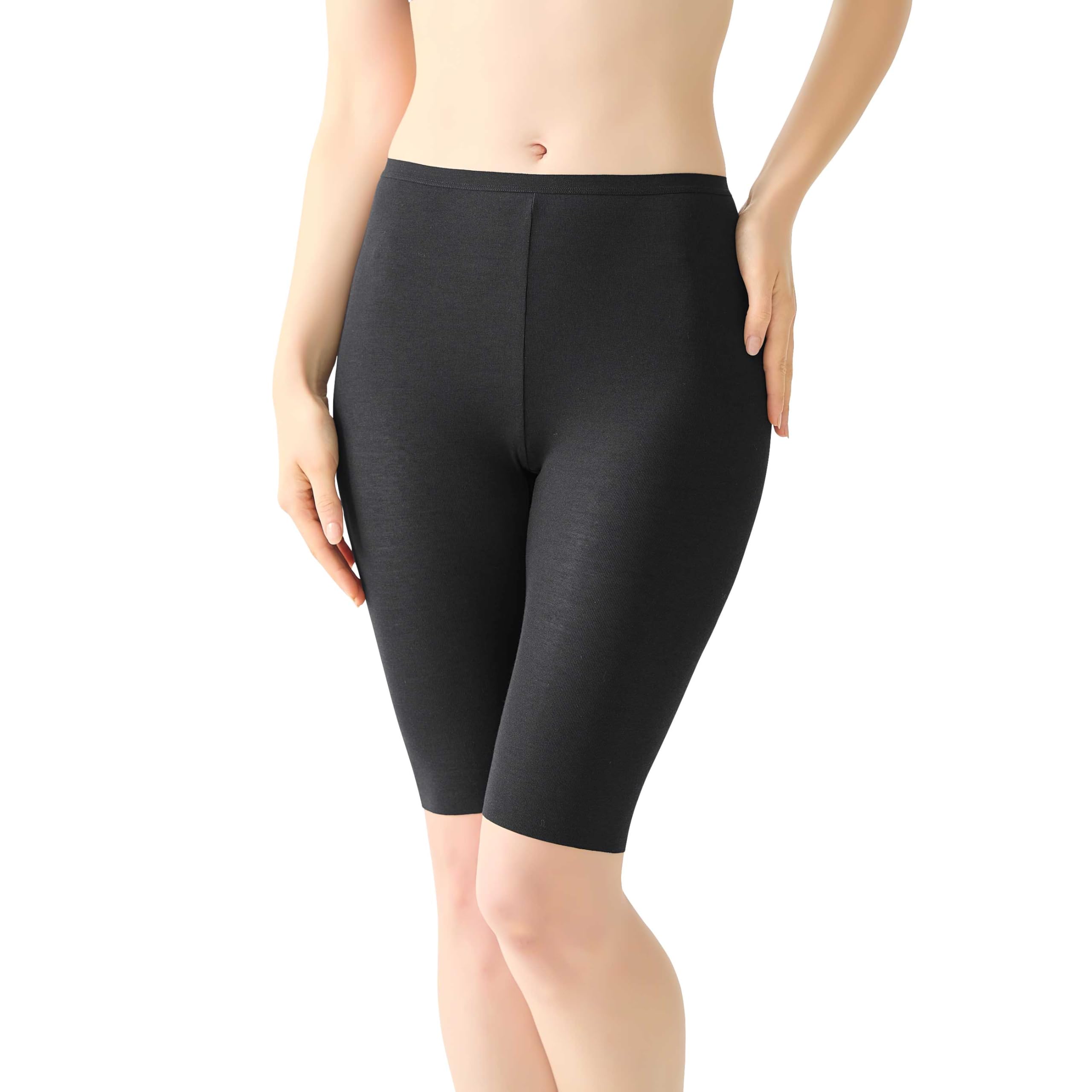 

sweat sweat stain smooth material that get and inner above the black [Gunze] 5/8-length pettipants, Acedron, protection, prevention, doesn t stuffy, чорний