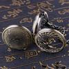 Luxury Vintage Intricate Wings Skeleton Mechanical Pocket Watch Elegant Pendant Clock Roman Numeral Dial Bronze Chain Timepiece