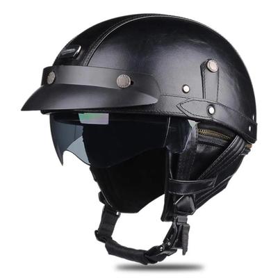 Retro Motorcycle Helmet Vintage Moto Helmet Men Women Half Helmet Built In HD Lens Riding Scooter Capacetes DOT Certification