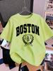 Boston 1630 Persönlichkeit Kunst Drucke Kurzarm T-Shirts Damen Baumwolle Sommer T-Shirts Weich Locker Rundhals Oberteile Basic Kleidung