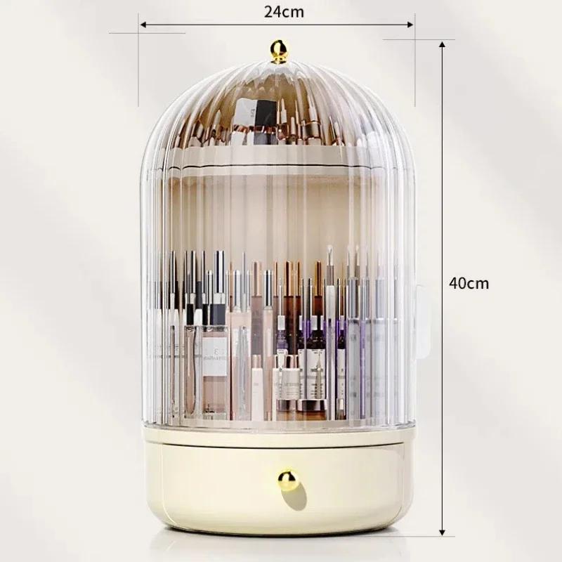 360° Rotating Makeup Organizer Case Large Capacity Cosmetics Storage Vanity Shelf Countertop Luxury Spinning Storage Display Box