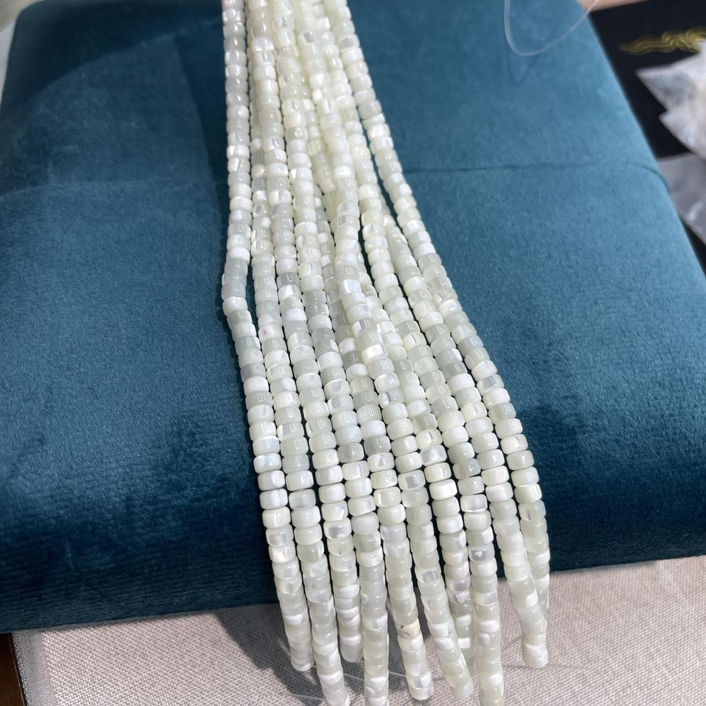 3x5mm Natural White Trochus Shell Flat Round Disc Beads 18cm Single Strand Loose Shell Beads for DIY Jewelry Making