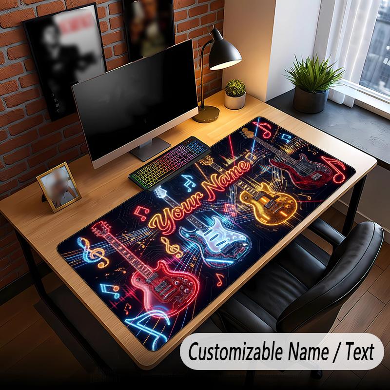 Musik Gitarre Thema Benutzerdefiniertes Mauspads Personalisiert Mit Name Text Angepasste Schreibtischunterlage Für Büro Heimdekoration