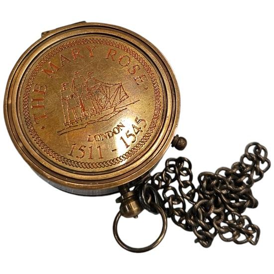 Mary Rose Sundial Compass  Brass  with a String . Engrave It, Keyring, or Wooden Box. A Unique Gift for Explorers!