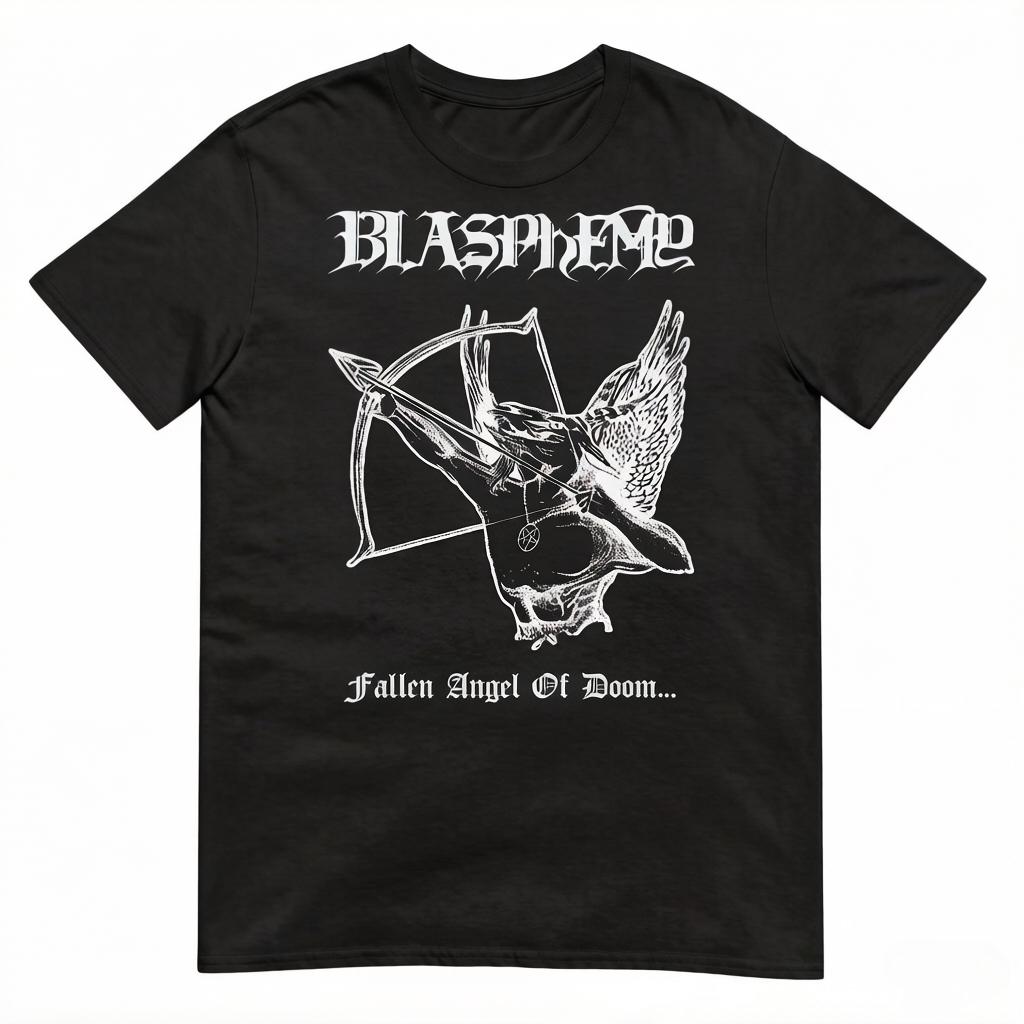 Summer BLASPHEMY Band Fallen Angel of Doom TShirt Cotton Short Sleeve Tshirt Unisex Cotton Short Sleeve High Street Top XL
