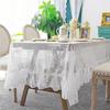 1PCS   Lace Embroidered Floral Pattern Ruffled Tablecloth for Elegant Dining & Home Decoration