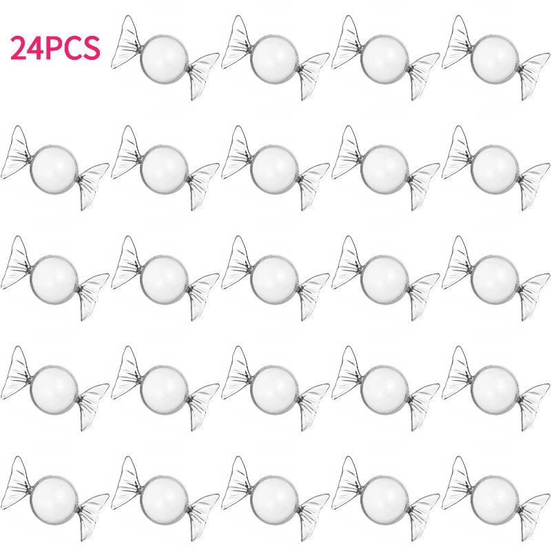 

24pcs Bow-Shaped Cute Transparent Plastic Boxes Mini Dispenser Jewelry Small Bead Storage Box for Wedding Party Favor Decoration 4.7x8.7CM