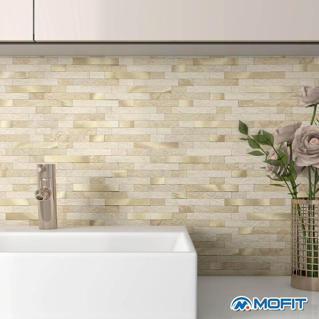 MOFIT 3d Tile Sticker Kitchen Marble Style Tile Sticker Tile Sheet Toilet Wall Sheet Kitchen Panel Washroom Waterproof Wall Sticker DIY 5 Tile,