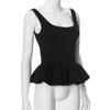 Flower Bud Embroidery Wooden Ear Edge Bra Sling Top Summer Women's Sexy Solid Color Elastic Slim Fit Sleeveless Casual Tank