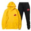 New 2 Pieces Set Akatsuki Cloud Symbols Print Hoodies+Pants Tracksuit Men Women Sweatshirt Streetwear Pullover Sudaderas