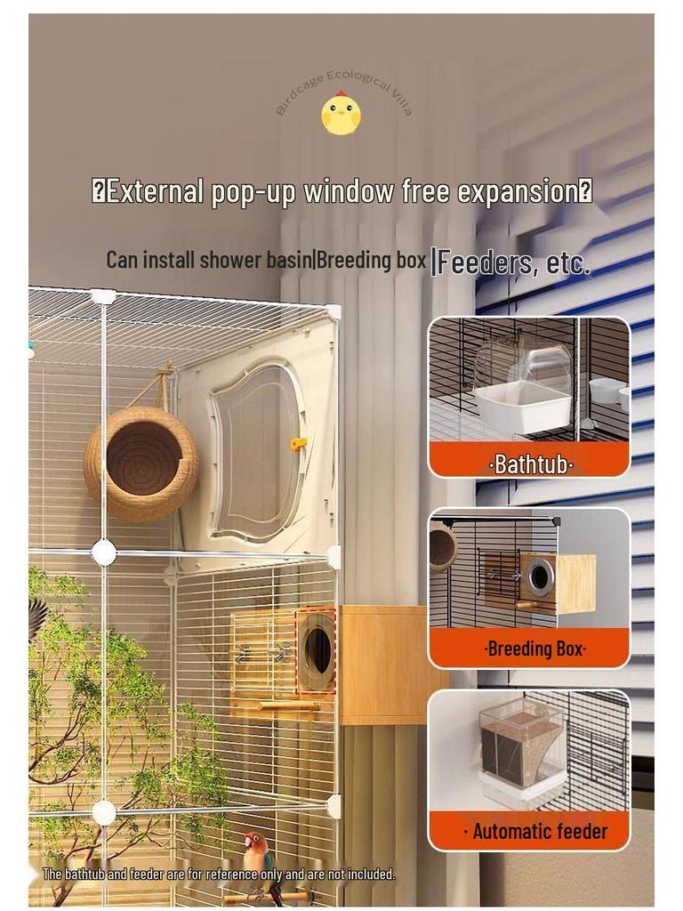Luxury Splash-Proof Bird Villa: Eco-Friendly, Spacious Home for Parrots, Cockatiels, Budgies, and Peonies