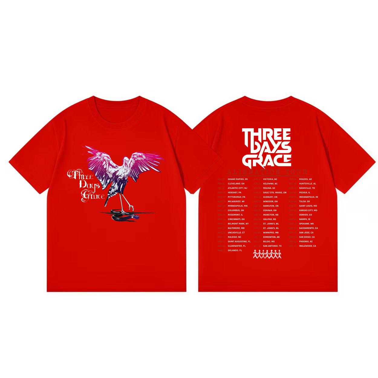 

Three Days Grace Alienation Tour 2026 Graphic T Shirts Fashion Rock Hip Hop Short Sleeve Tshirt Men Women Casual Loose Tshirts S