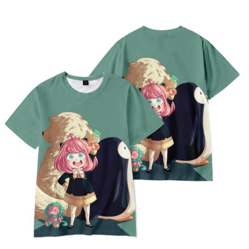 Women's Summer 3D T-shirt Short Sleeved Spy House SPY × FAMIL Casual Minimalist T-shirt