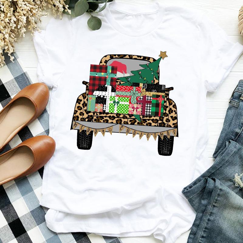 Women Lady Deer Animal Cartoon Print Printing Merry Christmas Womens Clothes Shirt T Tee For Tshirt