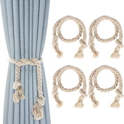 4PCS Curtain Ties, Curtain Rope Tiebacks with Big Woven Double Ball Hand Woven Tie Back Curtain Tie Backs for Curtains for Curtain Decorative Home