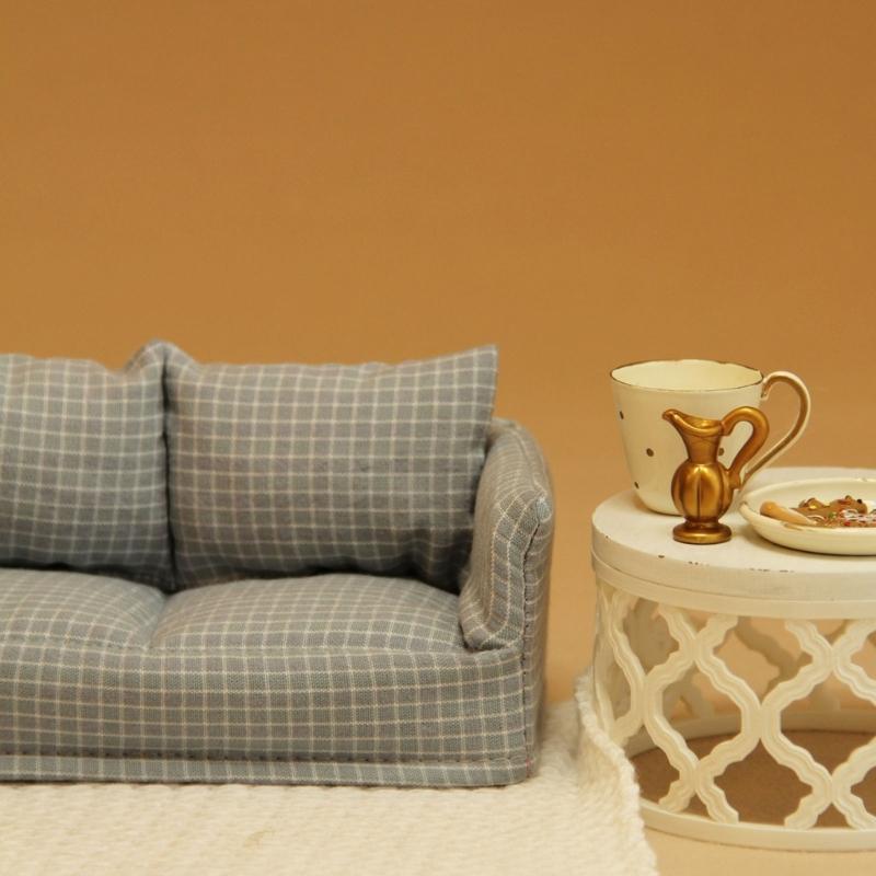 Smooth cotton Tiny Sofa Model For 1 12 Model house Displays Detachable For Realistic Home Trim