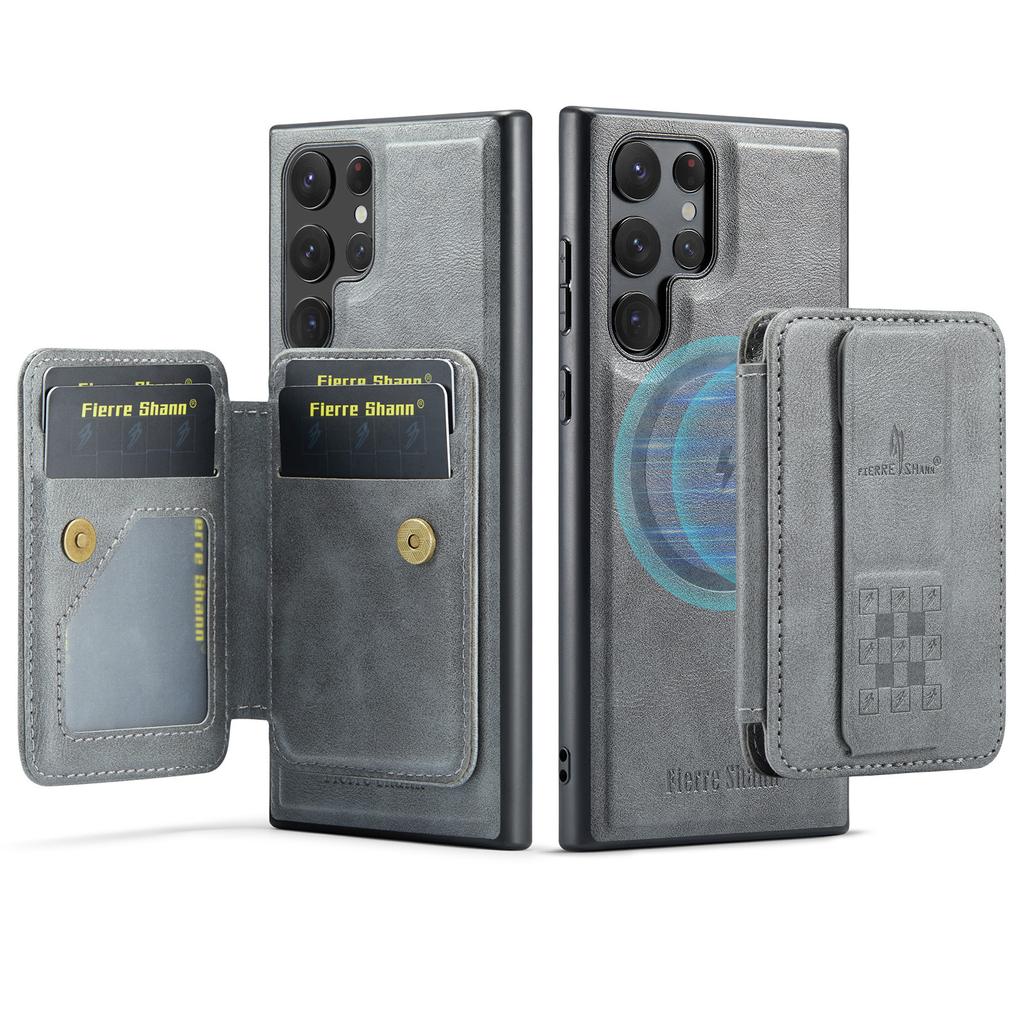 Detachable Magnetic Wristband Auto Leather Case for Samsung Galaxy S25 Ultra/Edge S24 Plus S23 FE S22 Card Holder Wallet Cover