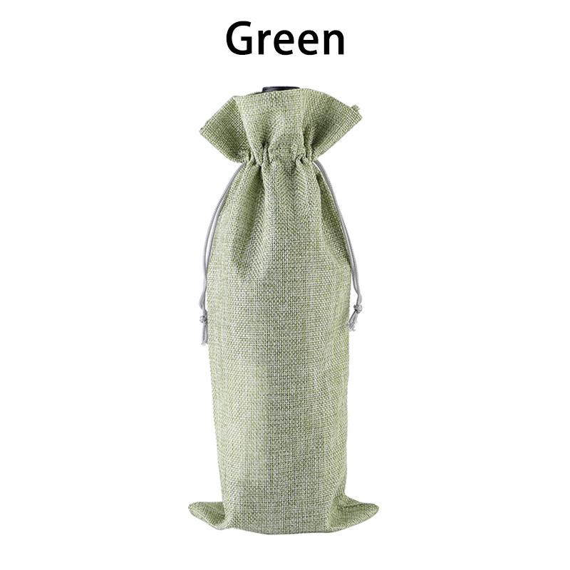 1Pcs Table Ornaments Red Wine Bottle Cover Drawstring Burlap Bag Packaging Portable Gift