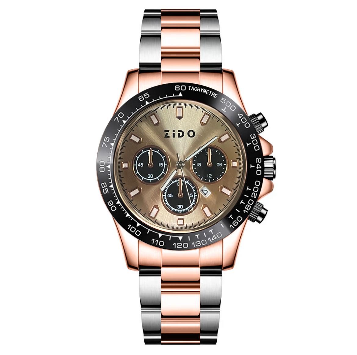 

Zido Fashion Светящиеся Водонепроницаемые Золотые Мужские Наручные Часы: Трендовый, Высококлассный, Повседневный Деловой Стиль Watch Only