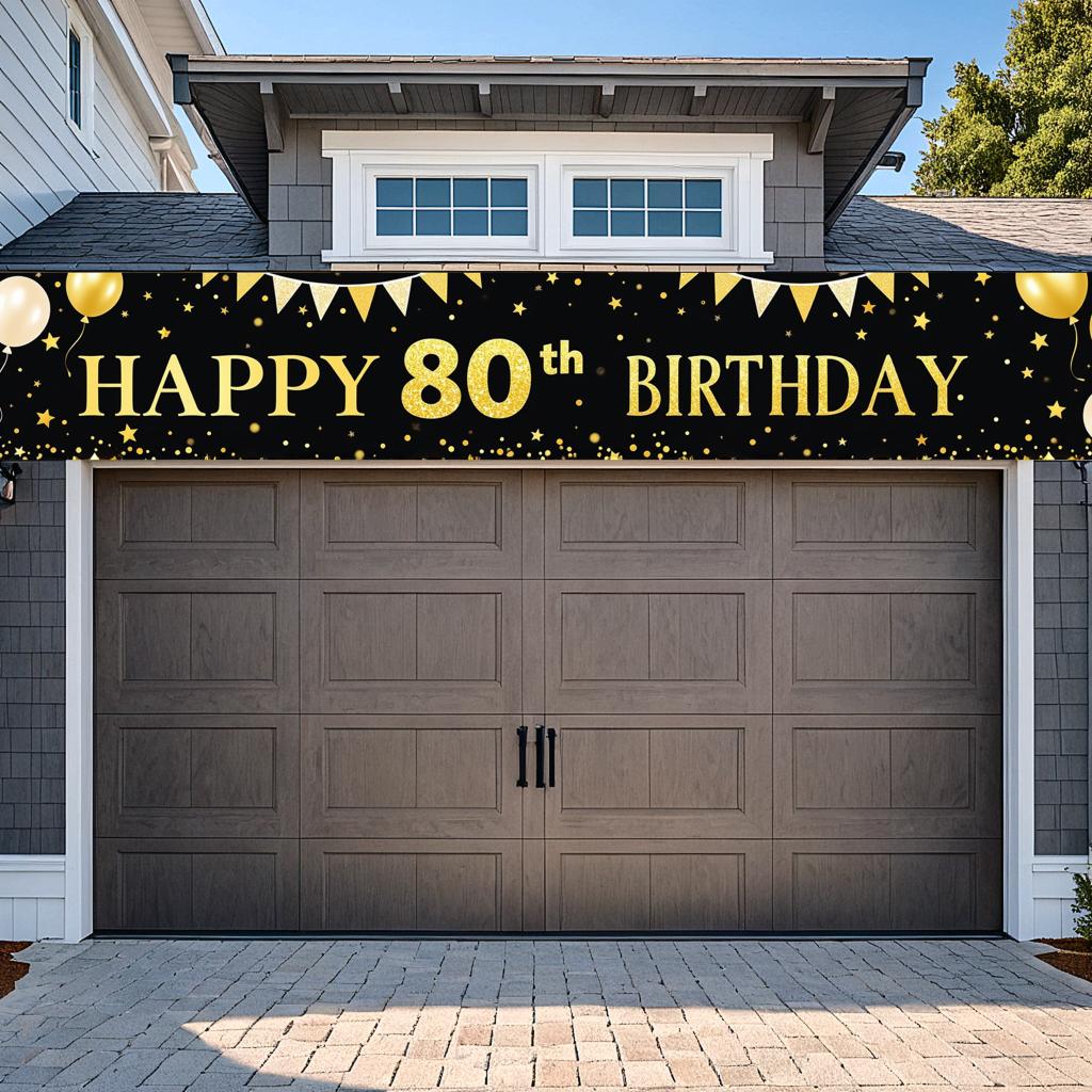 Akcenty Balonowe Baner Urodzinowy Kamień Milowy Dekoracja na 80. Urodziny Baner Happy 80th Birthday Do Sesji Zdjęciowej Kamień Milowy