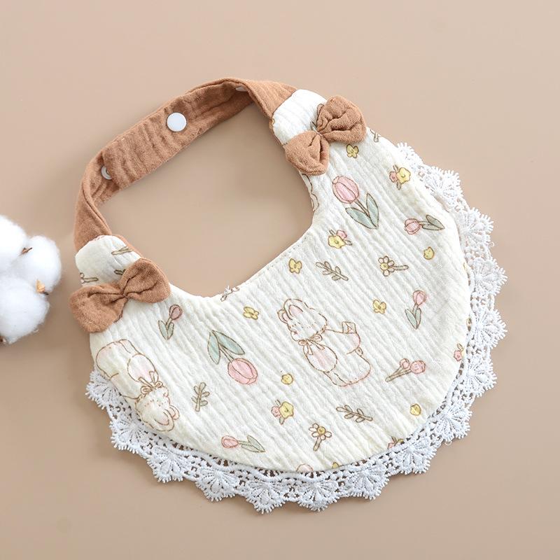 1pc New Baby Bibs Girls Lace Bow Cotton Soft Gauze Feeding Bib 1pc Burp Cloths Kids Accessories for Infant Toddler
