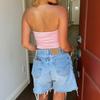 Sweet & Spicy Pink Striped Sleeveless Slim-fit Bandeau Top for Spring/Summer