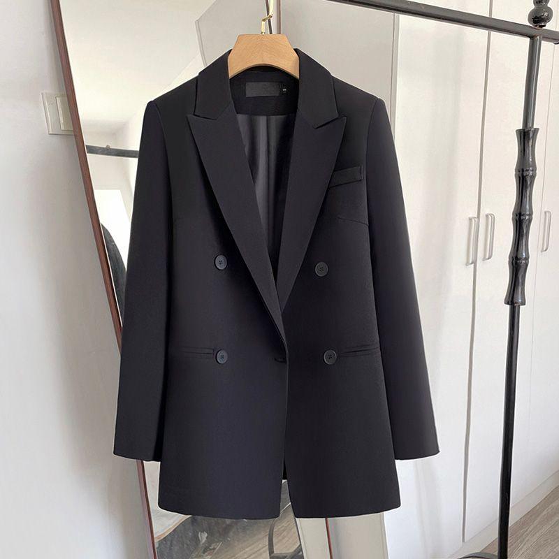 

Internet Celebrity Thick Loose Casual Mid Length Long Length Small Suit Black S