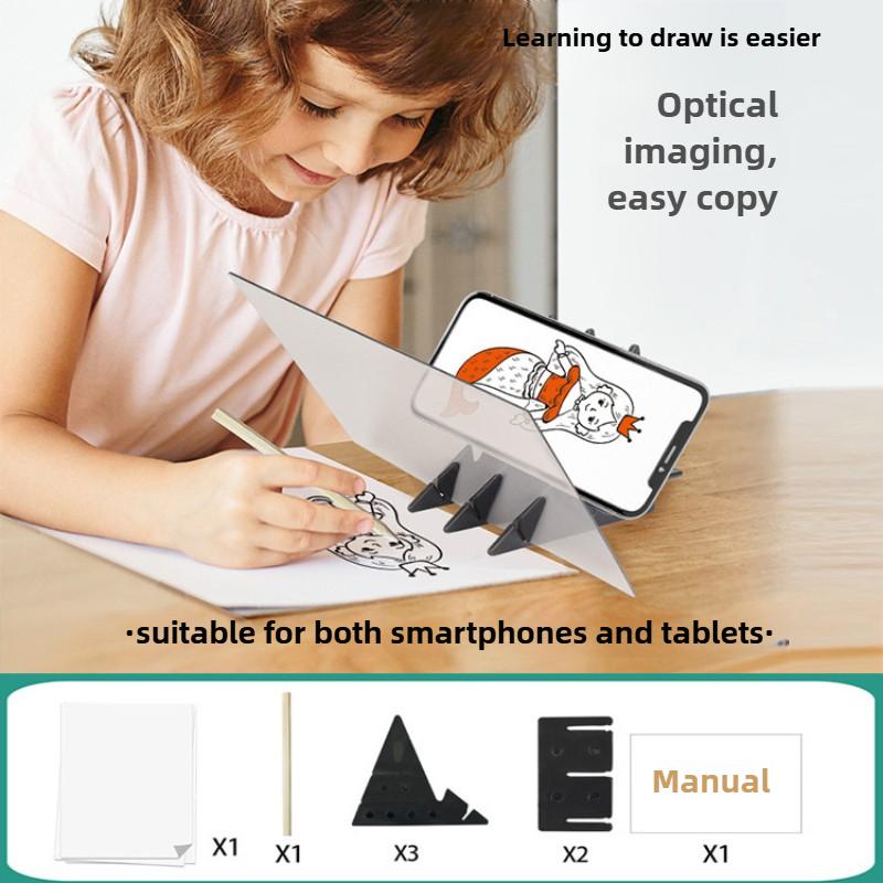 Portable Optical Tracing Drawing Board Projection Sketch Tool Compatible with Smartphones Tablets Drawing Learning Toy for Kids