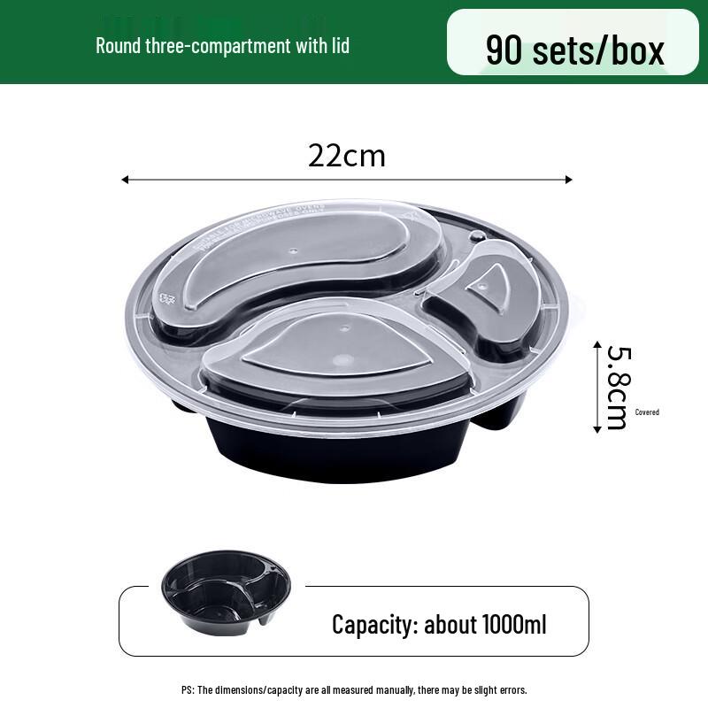 

Disposable 3-Compartment Takeout Food Container