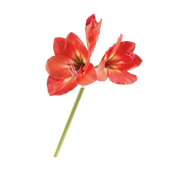 22" Real Touch Künstlicher Amaryllis-Strauß Langer Stiel Seidenblume mit 2 vollen Blüten und 1 Knospe für Haus Büro Vase Blumengestecke