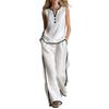Women's Fashionable Casual Sleeveless V-Neck Top And Pants Two-Piece Set