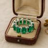 Wedding Engagement Anniversary Promise Gift – Baguette Emerald Eternity Band, May Birthstone Stackable Matching Ring, Elegant Jewelry for Women