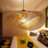 JOYINLED 50cm Hand Woven Bamboo Pendant Light, Modern Natural Rattan Ceiling Lamp for Kitchen Island Dining Room Cafe