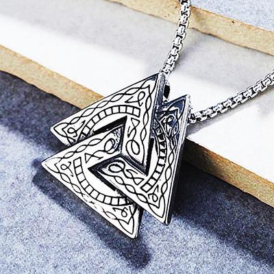 Colar com pingente triangular Hnsp Viking para homens joias de corrente de aço inoxidável de 50 cm