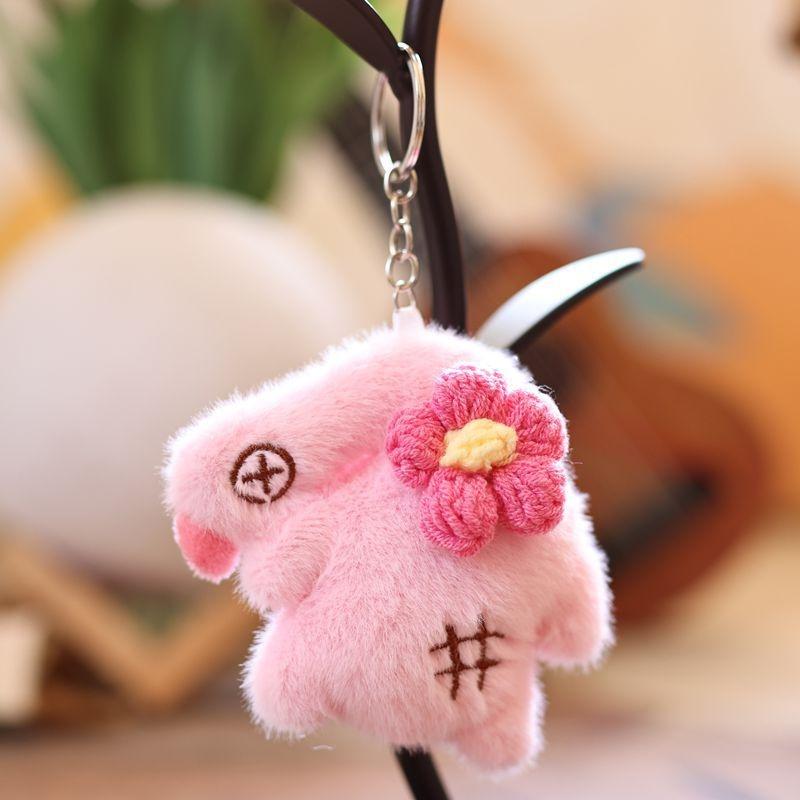 Funny Flower Goose Plush Keychain Stuffed Duck Doll Keyring Backpack Pendant Schoolbag Hanging Decoration Lovely Gifts