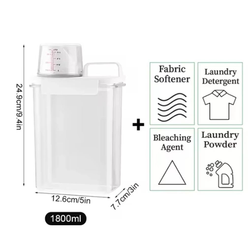 2300Ml Airtight Laundry Detergent Powder Storage Box Container with Lids Grain Storage Jar Bleach Storage Container with Labels