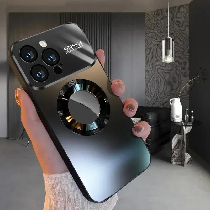Luxury Titanium Metallic Color Magnetic Case for iPhone 17 16 15 14 13 12 11 Pro Max Plus Magsafe Wireless Charging Matte Phone Cover