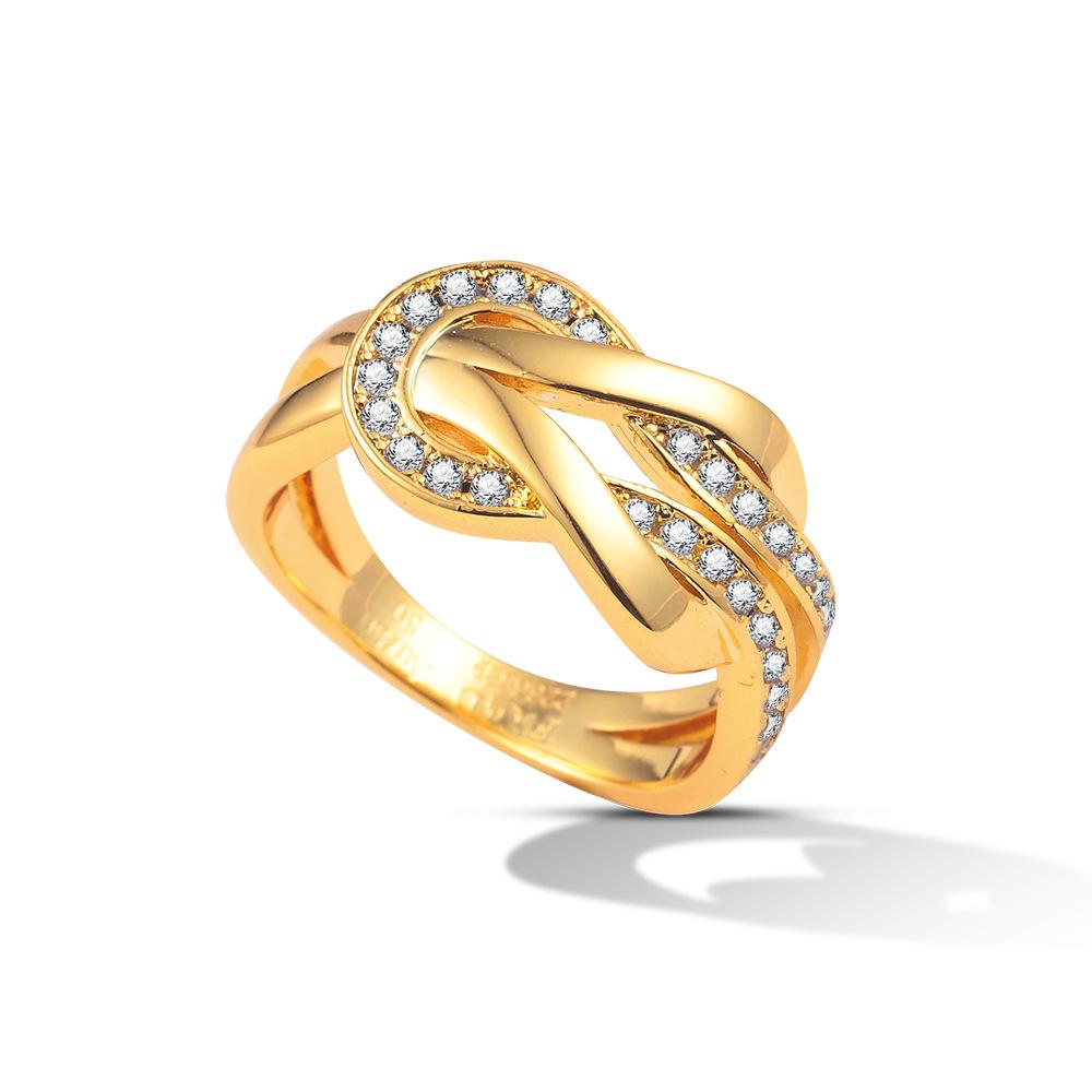 

Xiaoxiangfeng Diamond-set Zircon Ring V Gold Half-set Diamonds, Fashionable and Light Luxury no. 9 золотий