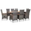 Day and Night - Day and Night Garden Dining Set 9 Pieces and Gray Synthetic Rattan Cushions