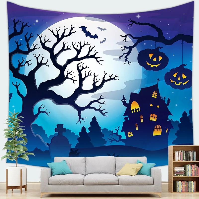Halloween theme Ghost background digitalprinted polyester tapestries living rooms bedrooms macrame wall hanging room