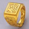 Lucky Stylish Square Wealth Mens Ring Adjustable Gold Plated Fashion Accessory